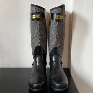 Hunter Regent Apsley Tall Wool Herringbone Rain Boots Women’s EU 38 US 8 Rare